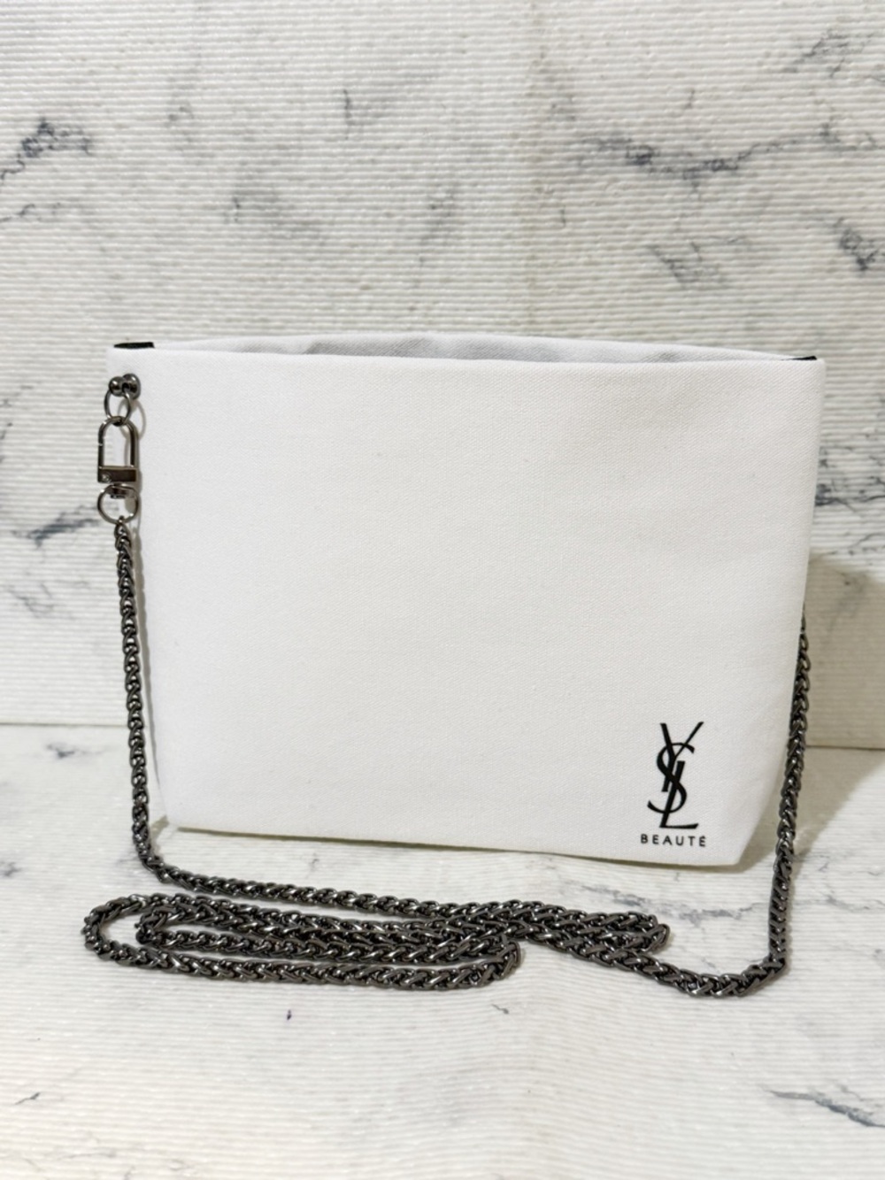 Yves Saint Laurent Beauty Canvas Bag with Chain Crossbody Strap - Picture 10 of 17